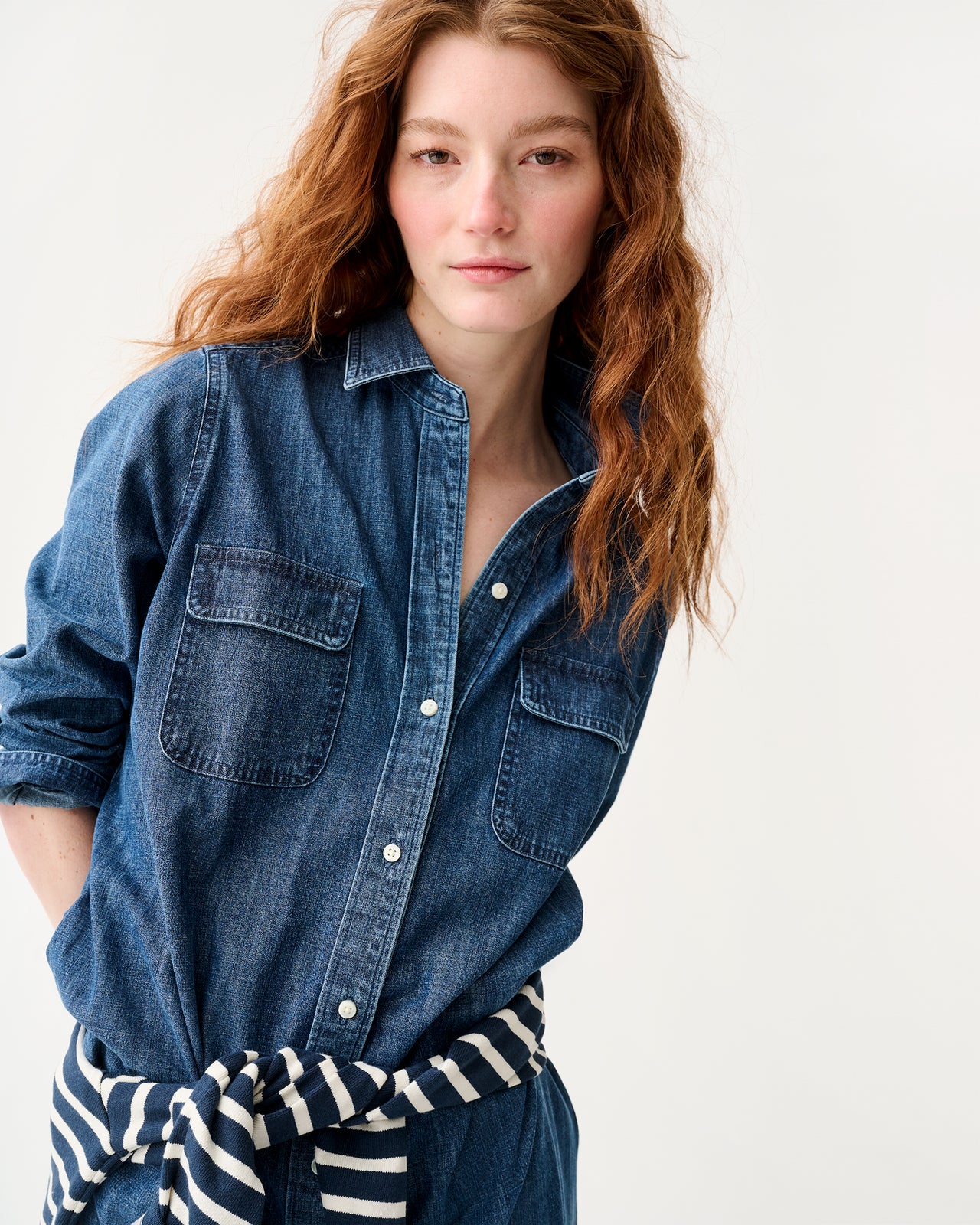 Priya Dress in 5-Year Indigo Lightweight Denim