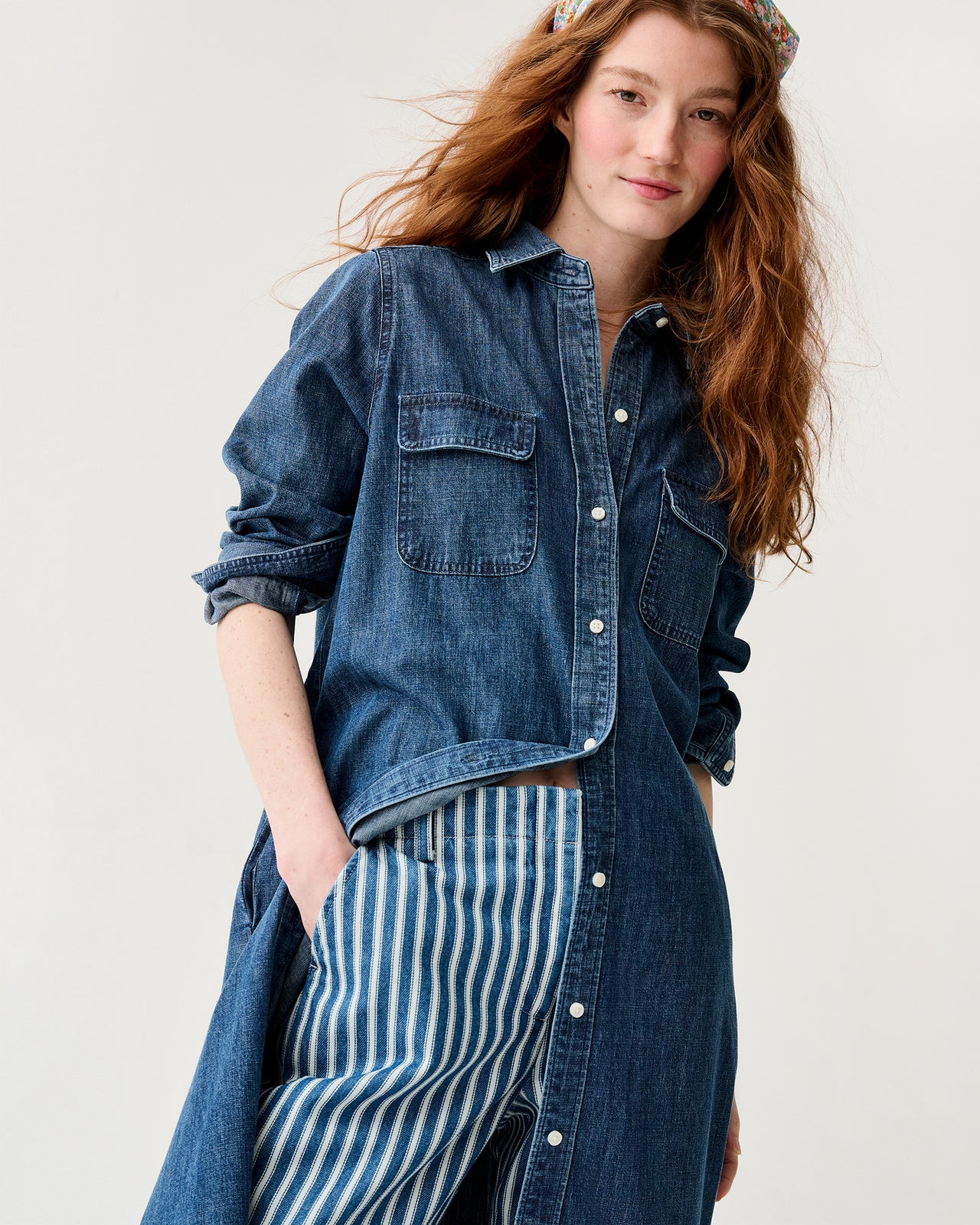 Priya Dress in 5-Year Indigo Lightweight Denim