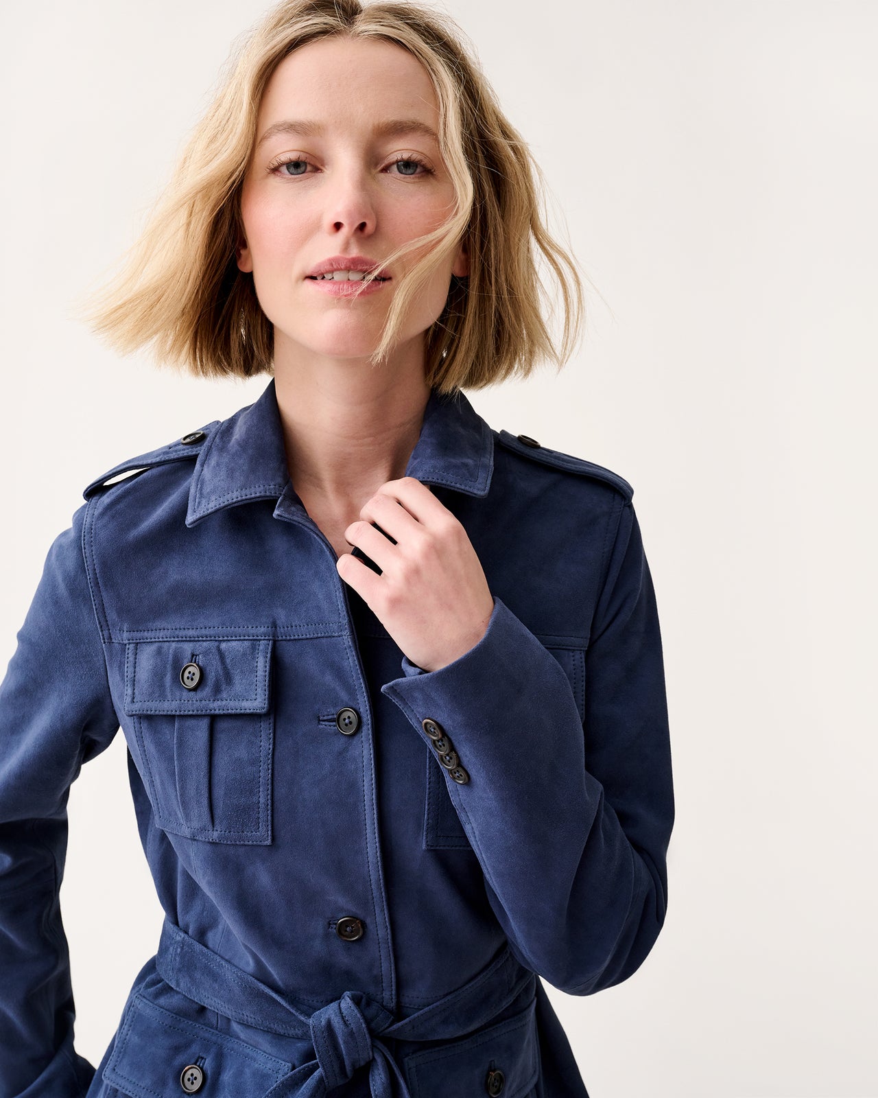 Safari Jacket in Bright Navy Suede