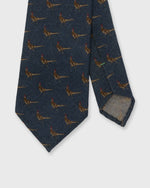 Load image into Gallery viewer, Hand-Rolled Wool Print Tie in Char Blue Pheasant
