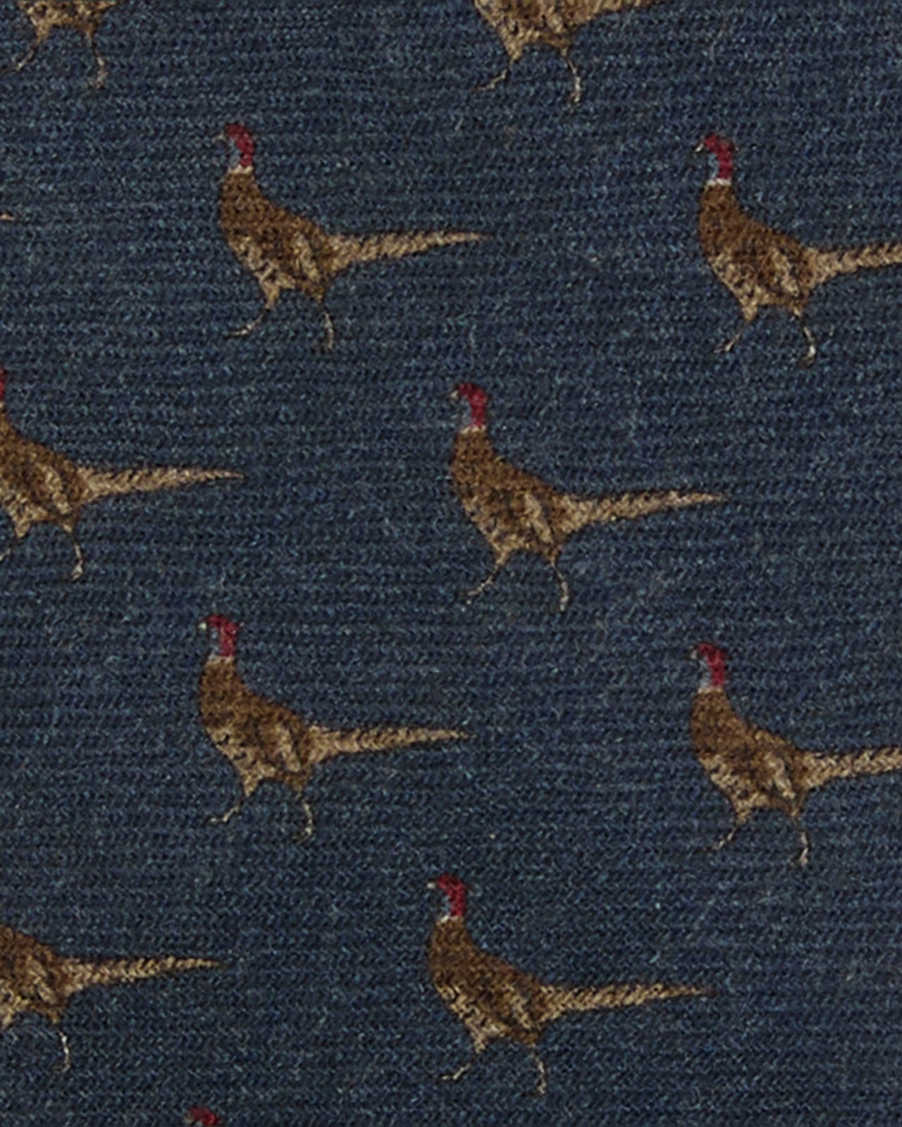 Hand-Rolled Wool Print Tie in Char Blue Pheasant