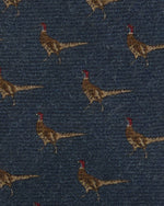 Load image into Gallery viewer, Hand-Rolled Wool Print Tie in Char Blue Pheasant
