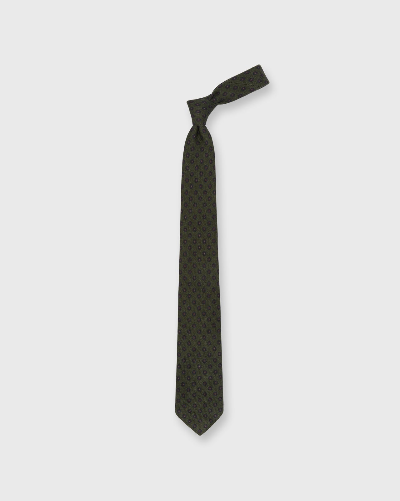 Hand-Rolled Wool Print Tie in Fern/Navy/Rust Flower