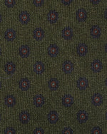 Load image into Gallery viewer, Hand-Rolled Wool Print Tie in Fern/Navy/Rust Flower
