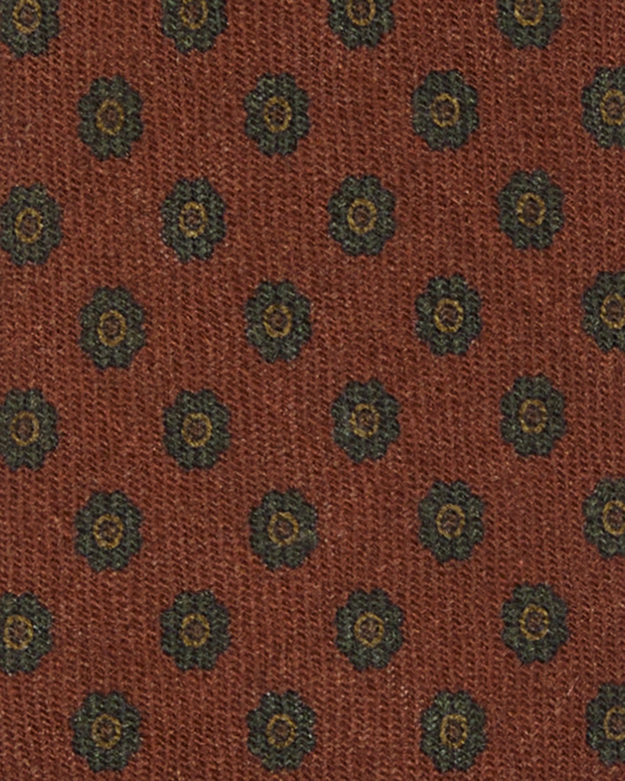 Wool Print Tie in Rust/Fern/Tobacco Flower