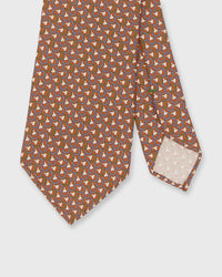 Silk Print Tie in Orange/Sky/Avocado Deco