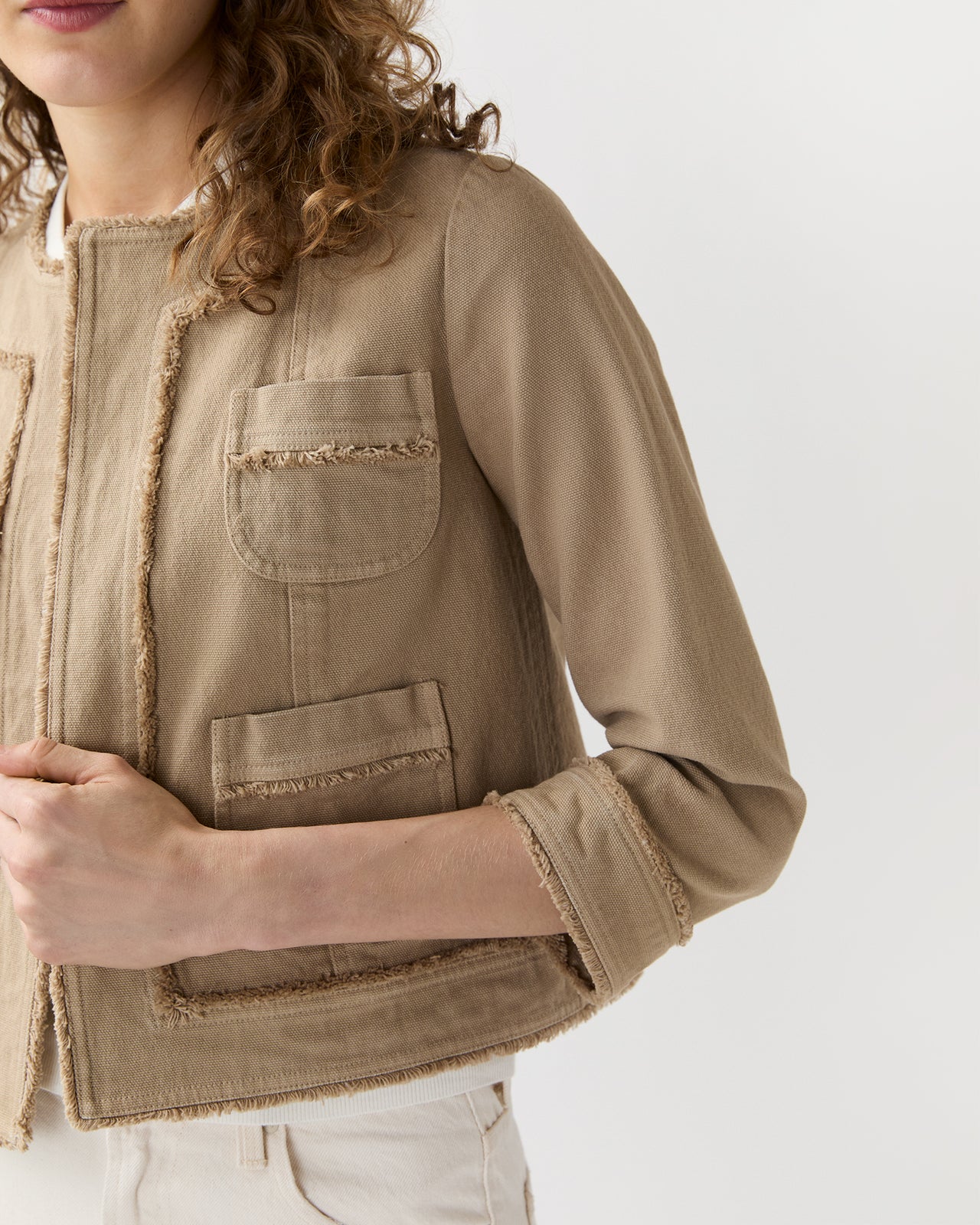 Kiki Jacket in Khaki Stretch Canvas