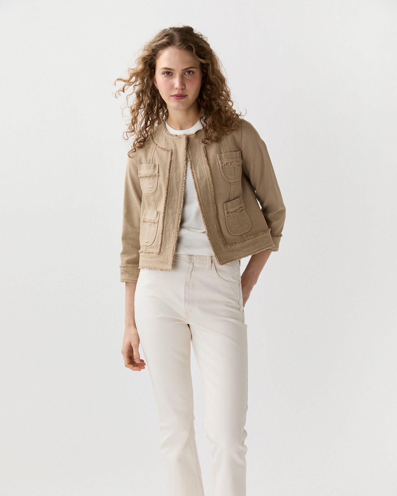Kiki Jacket in Khaki Stretch Canvas