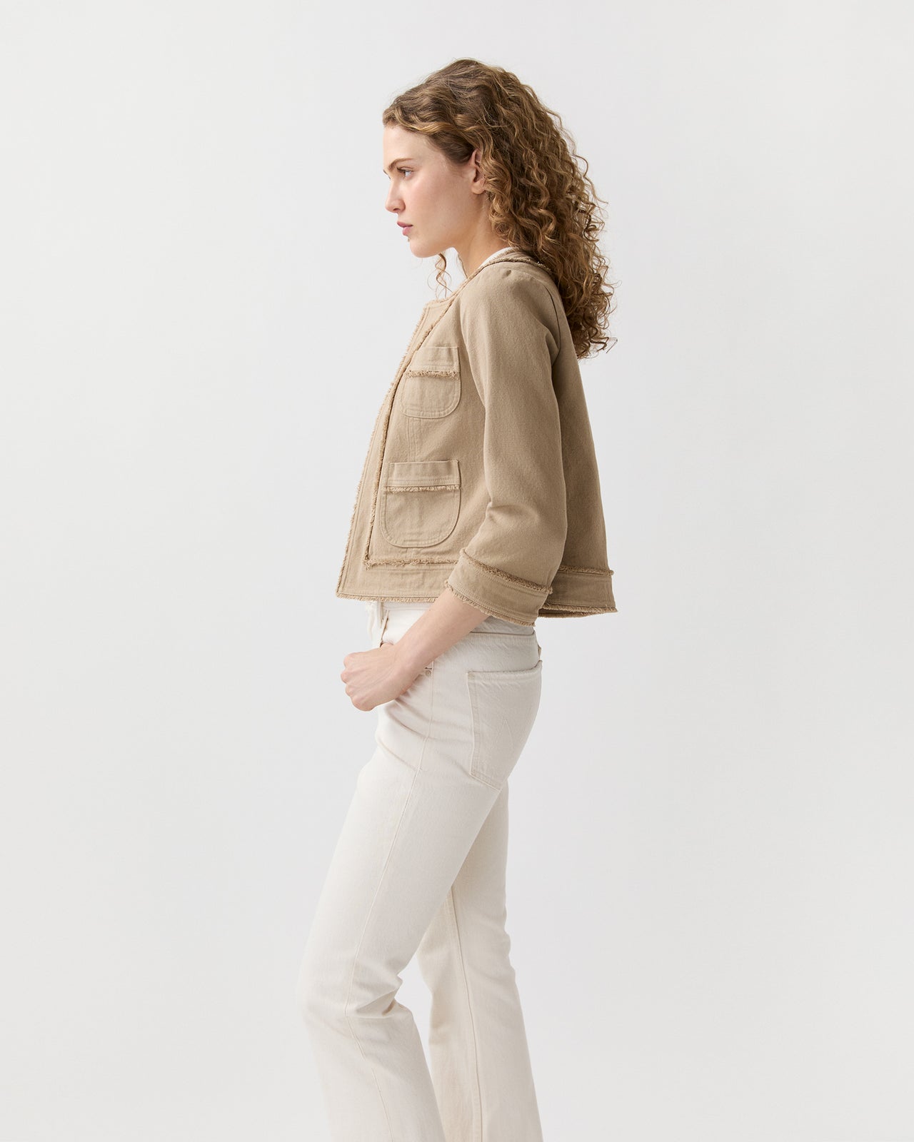 Kiki Jacket in Khaki Stretch Canvas