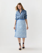 Load image into Gallery viewer, Quilted Adley Wrap Skirt in Green/Blue Sambourne Liberty Fabric
