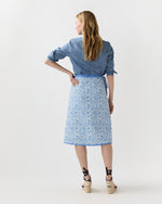 Load image into Gallery viewer, Quilted Adley Wrap Skirt in Green/Blue Sambourne Liberty Fabric

