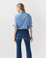 Load image into Gallery viewer, Sidney Shirt in French Blue/Green Multi Stripe Poplin
