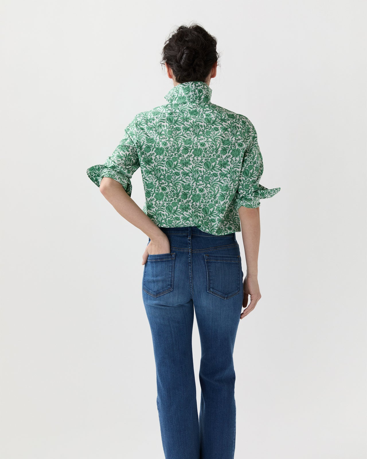 Tomboy Popover Shirt in Green Sambourne Liberty Fabric