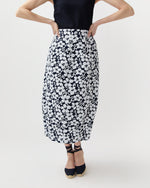 Load image into Gallery viewer, Belle Skirt in Navy/Pearl Floral Matelassé
