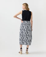 Load image into Gallery viewer, Belle Skirt in Navy/Pearl Floral Matelassé

