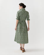 Load image into Gallery viewer, Classic Shirtwaist Dress in Green Floral Stripe Printed Poplin
