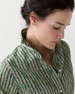 Load image into Gallery viewer, Classic Shirtwaist Dress in Green Floral Stripe Printed Poplin
