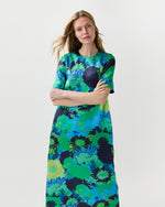 Load image into Gallery viewer, Paige Maxi Dress in Blue/Green Floral Printed Silk Charmeuse
