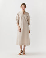 Load image into Gallery viewer, Cadie Dress in Sand Paperweight Stretch Poplin
