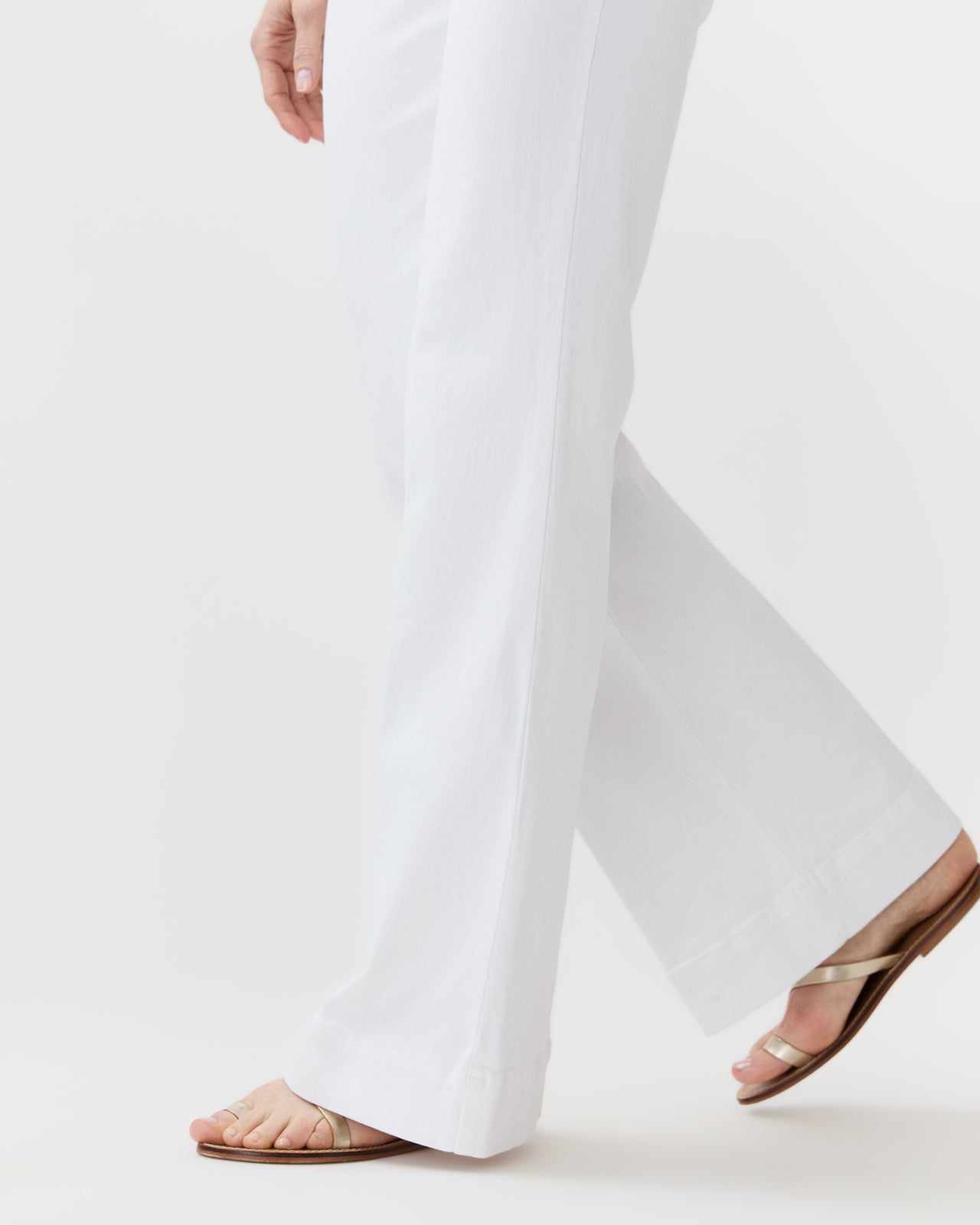 Camille Patch-Pocket Jean in White Stretch Denim