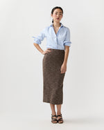 Load image into Gallery viewer, Long Pull-On Skirt in Brown/Ivory Speckled Knit
