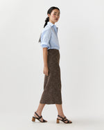 Load image into Gallery viewer, Long Pull-On Skirt in Brown/Ivory Speckled Knit

