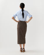 Load image into Gallery viewer, Long Pull-On Skirt in Brown/Ivory Speckled Knit

