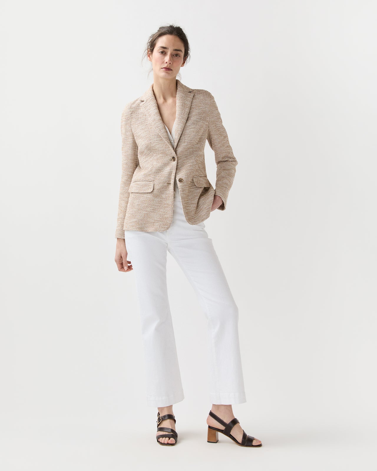 Palmer Jacket in Straw/Ivory Knit