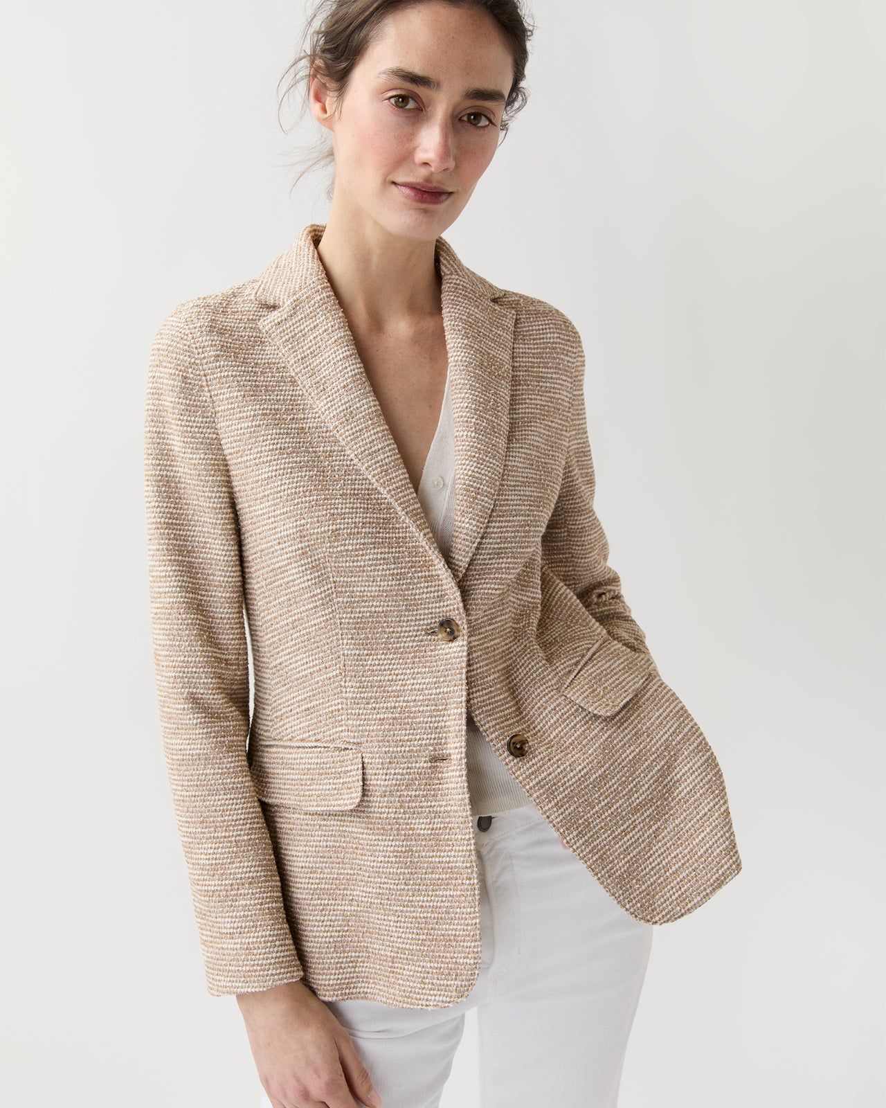 Palmer Jacket in Straw/Ivory Knit