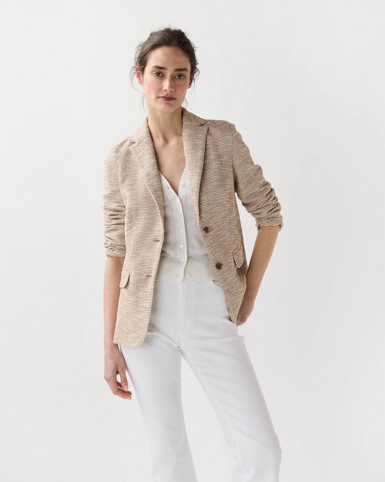 Palmer Jacket in Straw/Ivory Knit