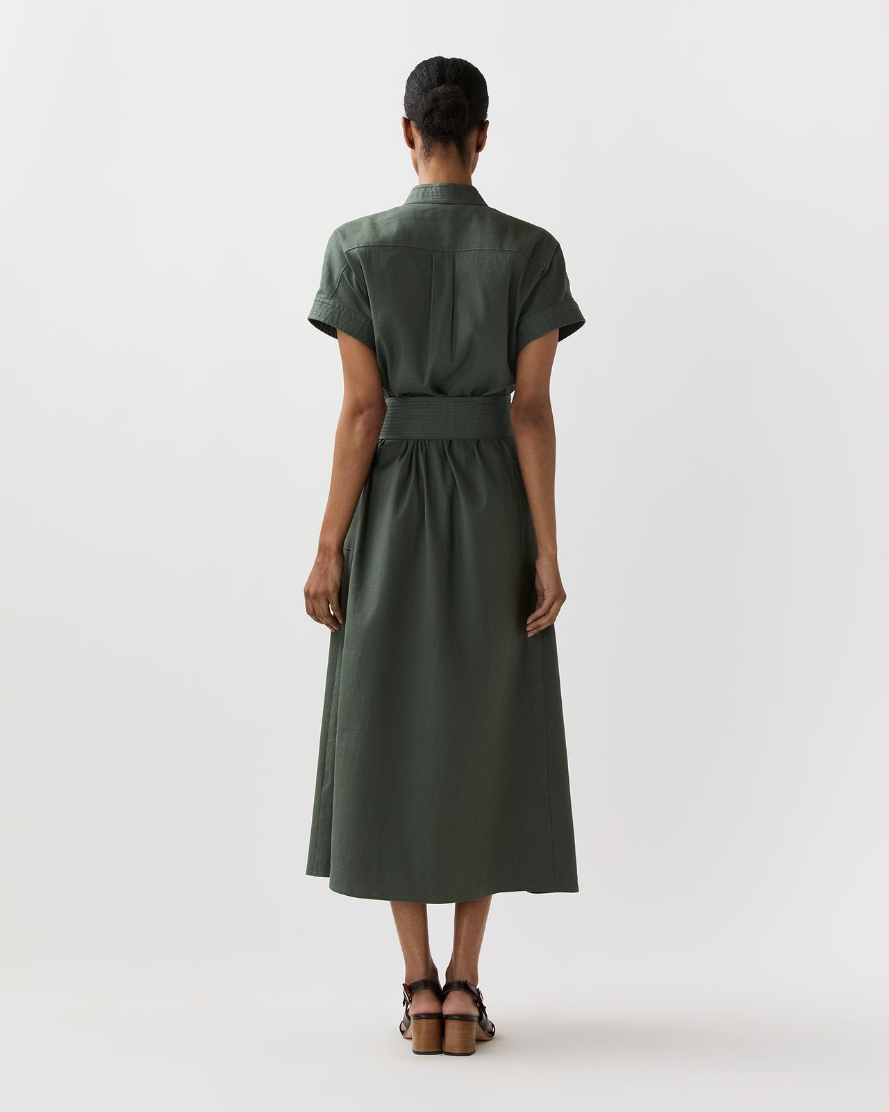 Lianna Dress in Olive Stretch Cotolino