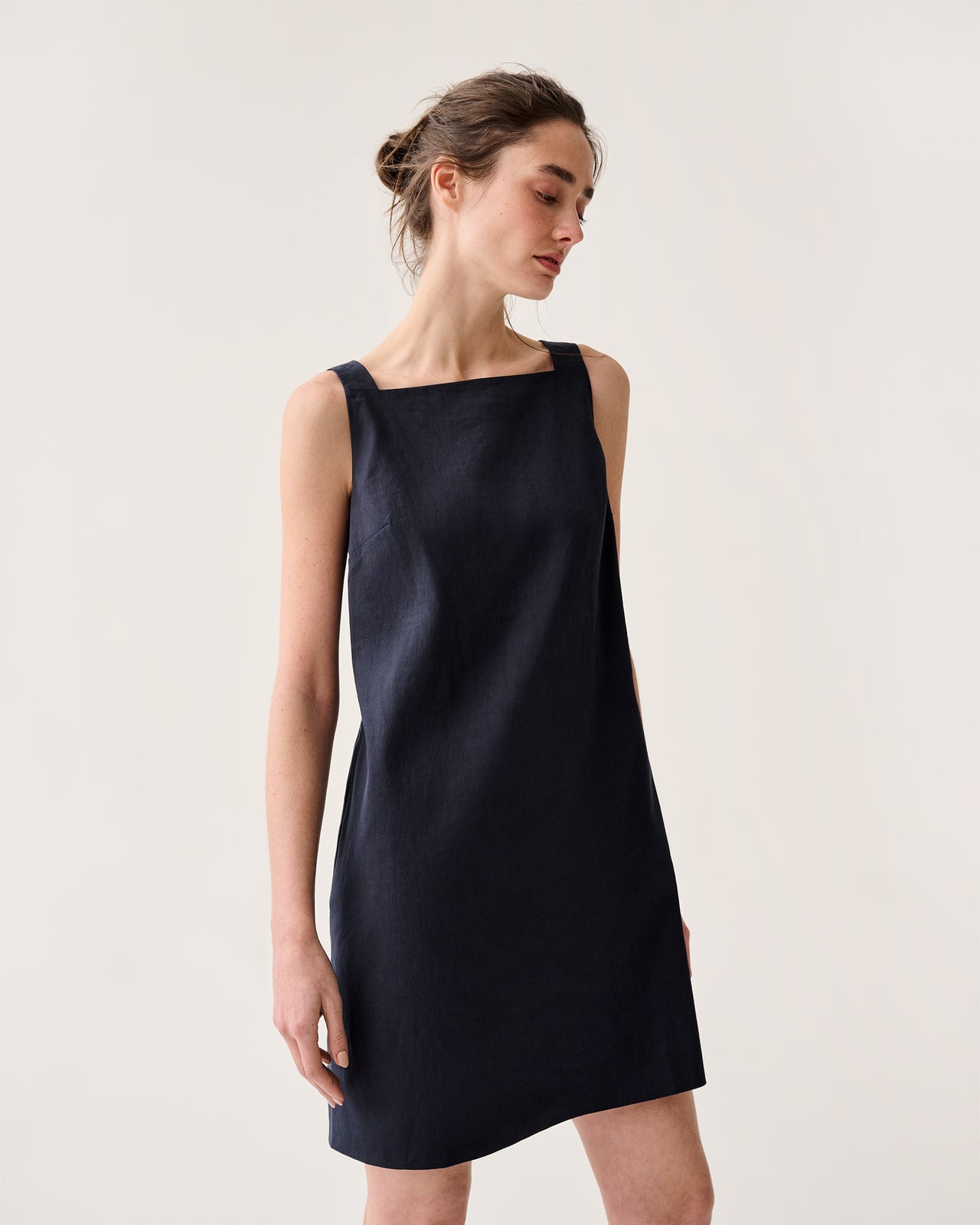 Madelyn Dress in Navy Stretch Cotolino