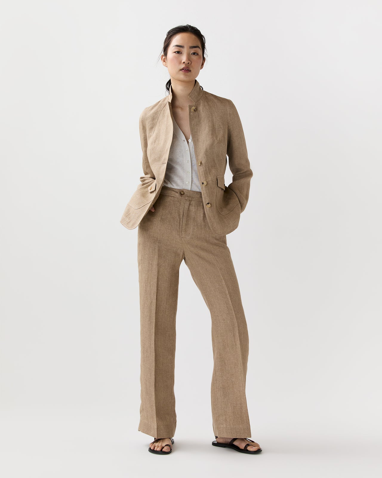 Cecile Jacket in Flax Linen Twill