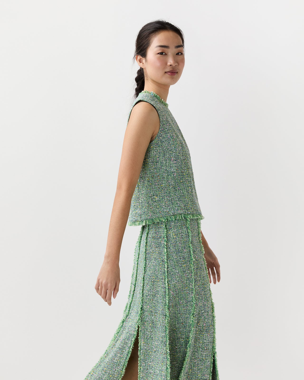 Mimi Top in Grass/Multi Speckled Tweed
