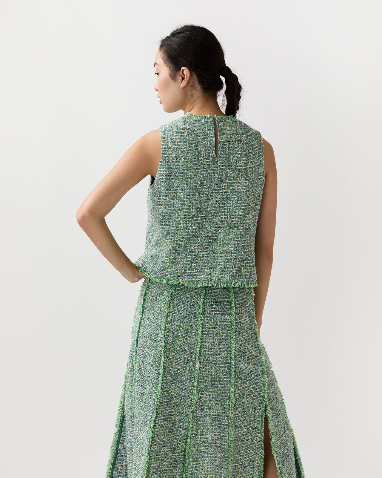 Mimi Top in Grass/Multi Speckled Tweed