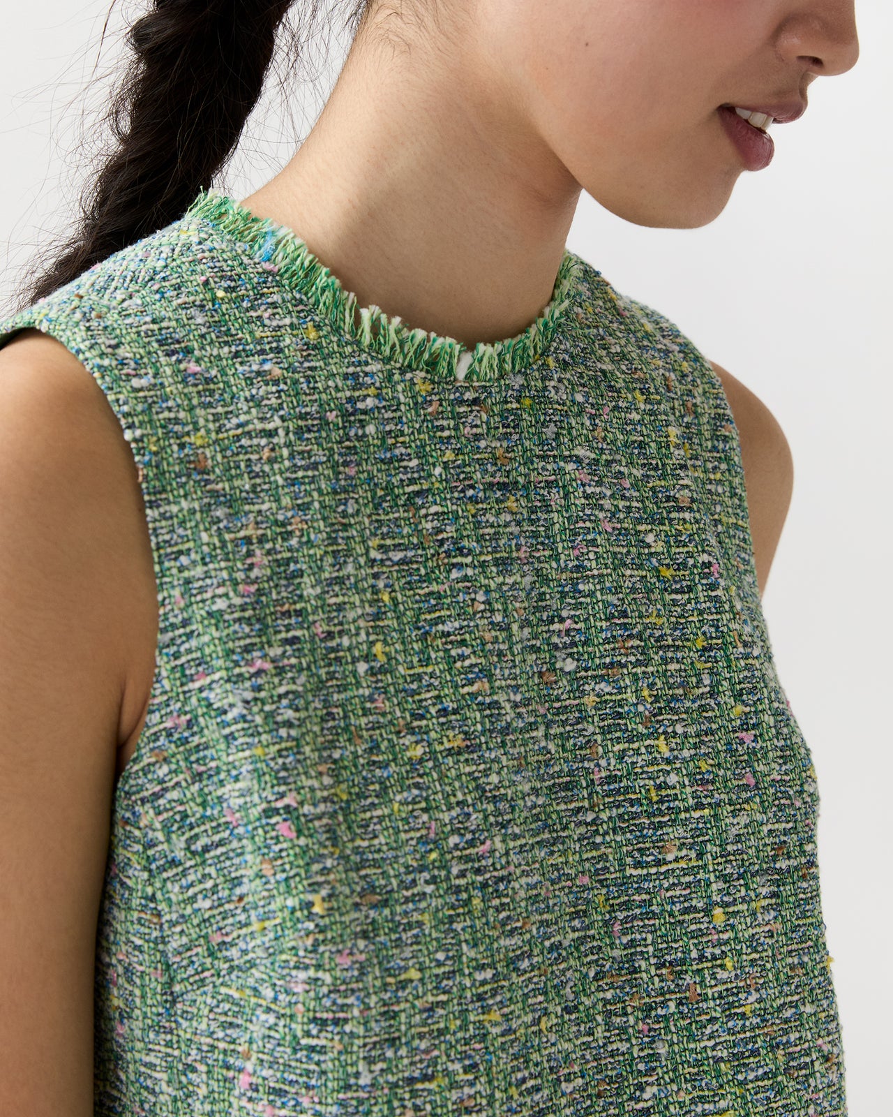 Mimi Top in Grass/Multi Speckled Tweed