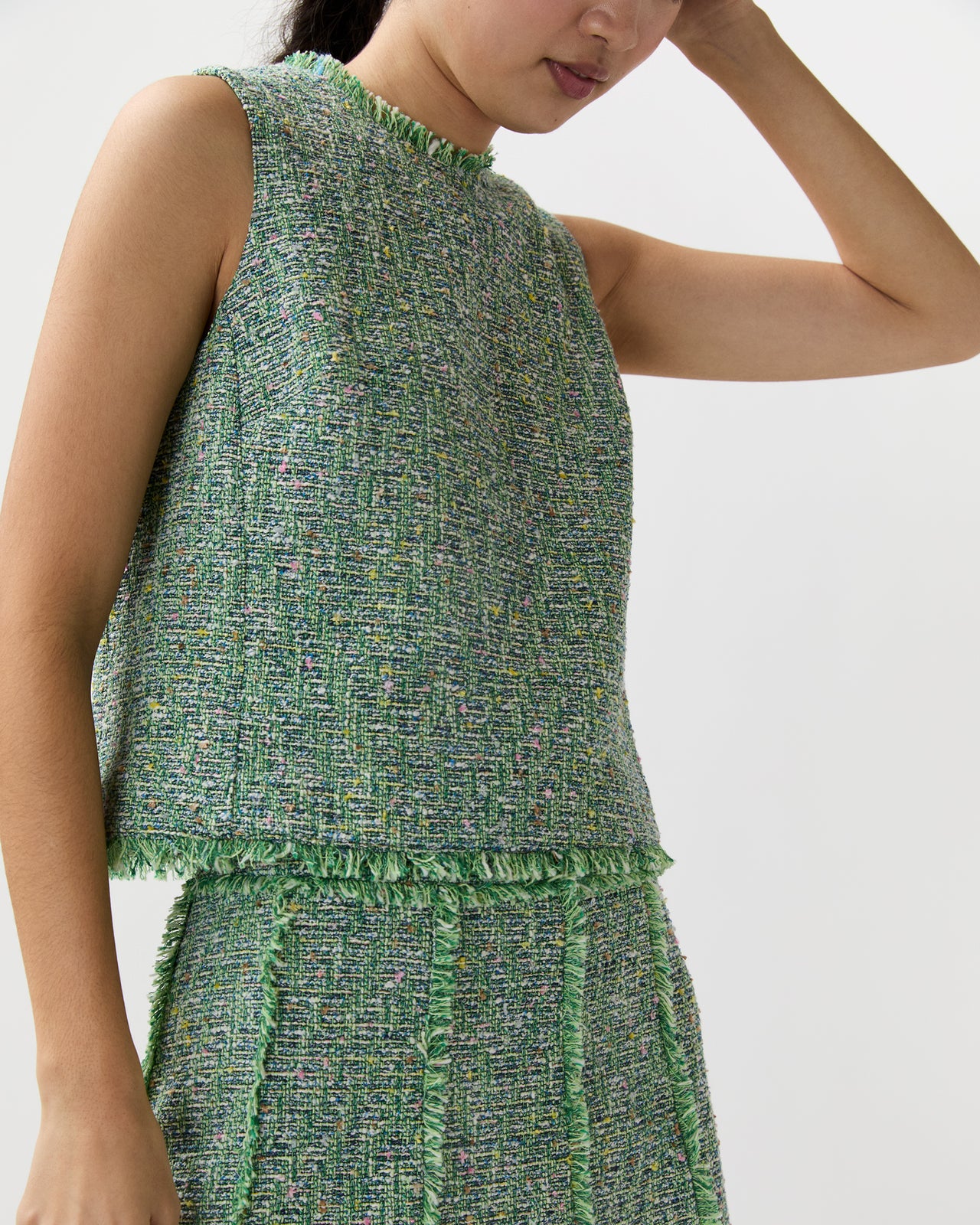 Mimi Top in Grass/Multi Speckled Tweed