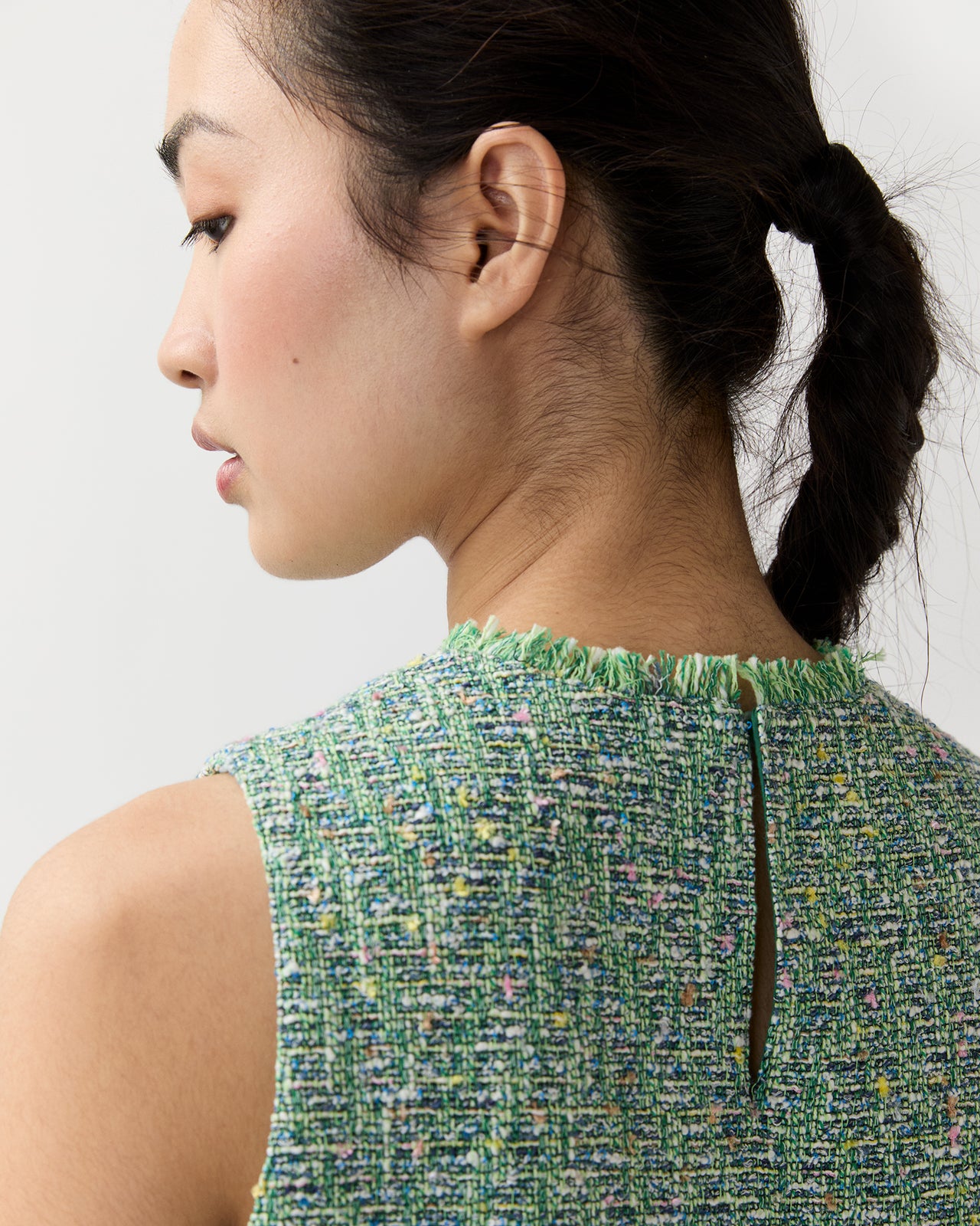 Mimi Top in Grass/Multi Speckled Tweed