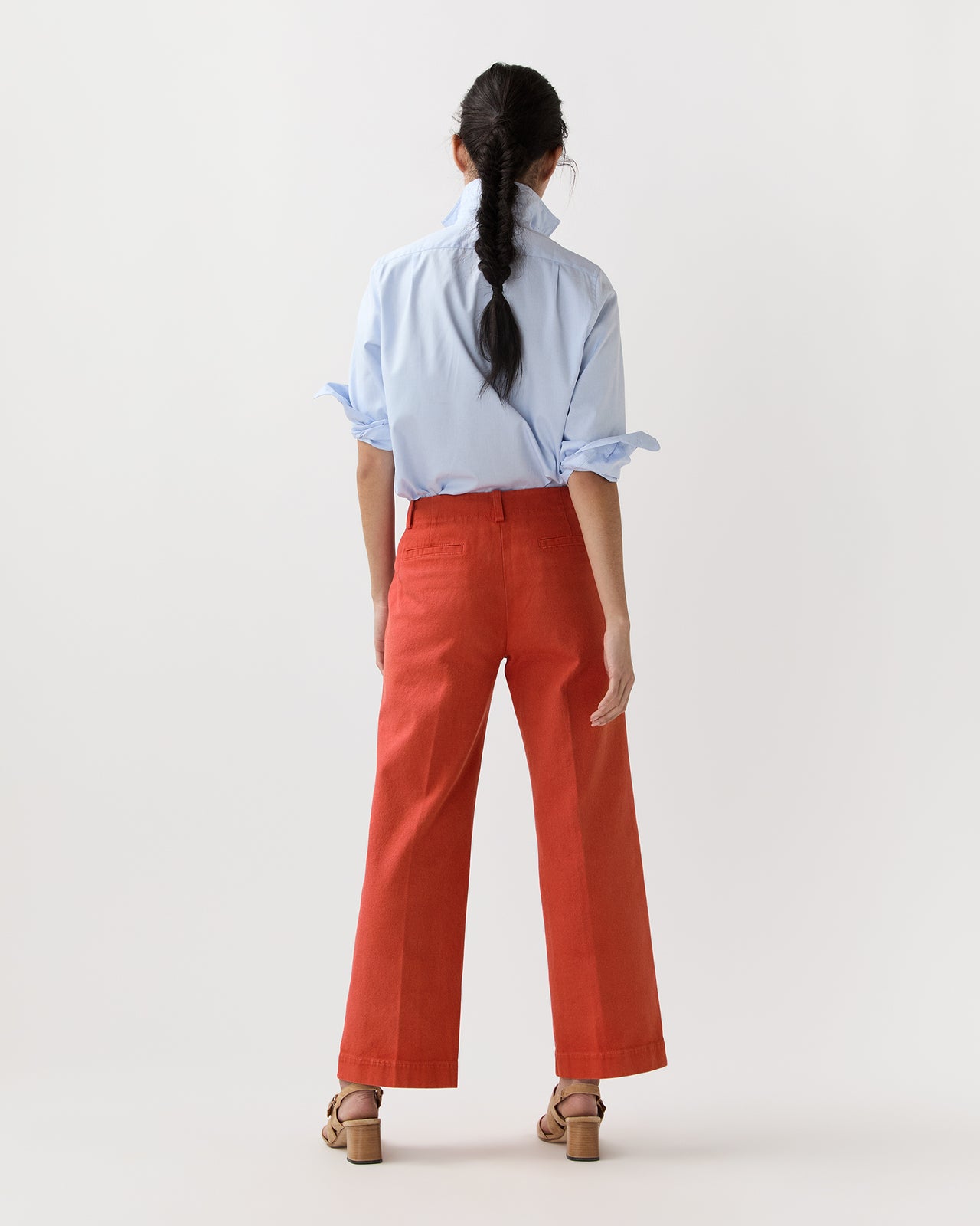Frankie Cropped Pant in Orange Stretch Canvas