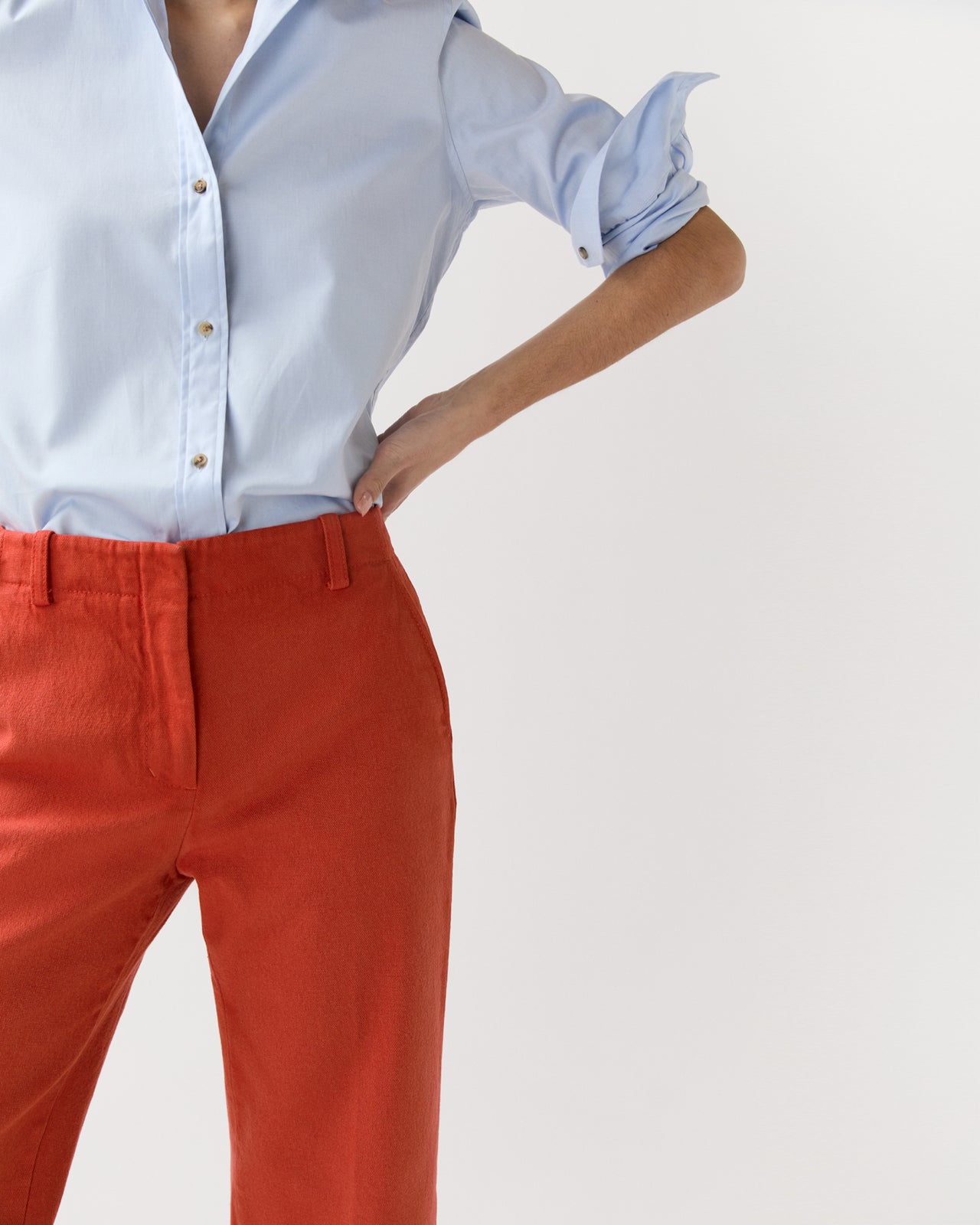 Frankie Cropped Pant in Orange Stretch Canvas