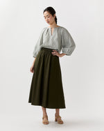Load image into Gallery viewer, Victoria Blouse in Olive Gingham Sahara Linen
