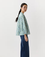Load image into Gallery viewer, Sienna Top in Blue/Green Viger's Vine Liberty Fabric
