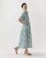 Load image into Gallery viewer, Nathalie Dress in Blue/Green Viger's Vine Liberty Fabric
