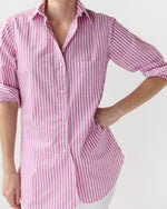 Load image into Gallery viewer, Boyfriend Shirt in Pink/White Stripe Chambray
