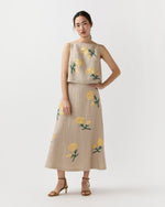 Load image into Gallery viewer, Square Gia Shell in Yellow/Flax Ribbon Embroidered Linen
