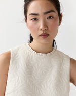 Load image into Gallery viewer, Gia Frill Shell Top in Natural Leaves Knit Jacquard

