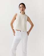 Load image into Gallery viewer, Gia Frill Shell Top in Natural Leaves Knit Jacquard
