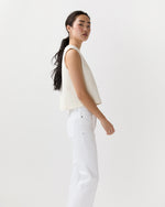 Load image into Gallery viewer, Gia Frill Shell Top in Natural Leaves Knit Jacquard
