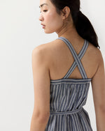 Load image into Gallery viewer, Josie Dress in Navy/Ivory Double Stripe Cotton
