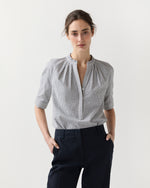 Load image into Gallery viewer, Sage Blouse in Navy/Ivory Graph Check
